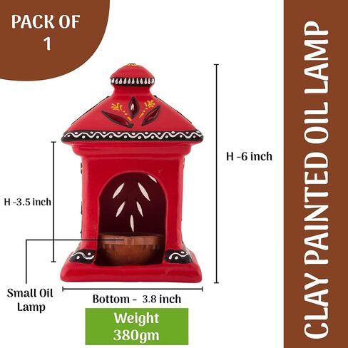 Handmade Clay Hut Oil Lamp/Tea Light Holder (RED) in Saudi Arabia