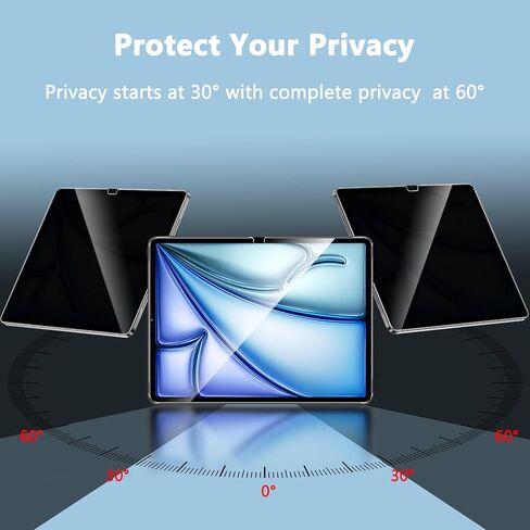 واقي شاشة للخصوصية لجهاز iPad Air 13 بوصة 2024/ iPad Air الجيل السادس، زجاج مقسى مضاد للتجسس 9H، مضاد للخدش، خالٍ من الفقاعات in Kuwait