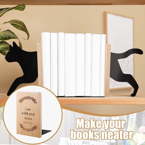 4 Pcs Christian Wood Bookends Non Skid Bookend Decorative Heavy Duty Book End Support Wooden Book Organizer Book Stand for Religious Gift CDs Desk Office Kitchen Bookshelf School, 2 Pairs in Saudi Arabia