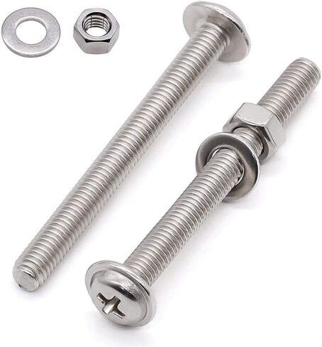 Glvaner M6-1.0 x 25mm Length (25 Sets) Pan Washer Head Phillips Drive Machine Screws with M6-1.0 Hex Nuts and Flat Washers Hardware Assortment Stainless Steel 304 (18-8) in Saudi Arabia