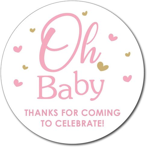 36 ملصق Oh Baby Thanks You مقاس 2.5 سم مع قلوب لحفلات الاستحمام (أخضر داكن) in Kuwait