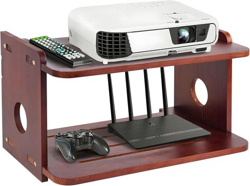 رف تثبيت لجهاز العرض، خشب أحمر - حامل جهاز العرض وحامل الرف، صندوق تخزين لجهاز التوجيه والمودم وشريط الطاقة وسلسلة Xbox وPS5 وPS4 in Kuwait