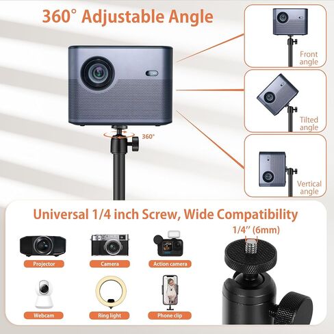 Projector Mount, Universal Projector Stand Height Adjustable 35" to 50" with 360° Angle Rotation, Space-Saving, Compatible with Projectors Vlog DVR Cameras, for Home Office Outdoor Movie in Saudi Arabia