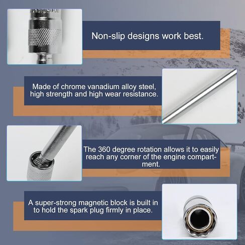 BELEY 14mm Spark Plug Socket 3/8" Drive with 12-inch Extension, Magnetic 12-Point Thin Wall Spark Plug Socket Compatible with BMW Nissan Benz ect. (Cr-V Steel) in Saudi Arabia
