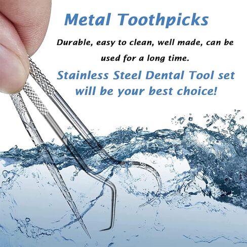 AKOAK 3 Pcs/Set 304 Stainless Steel Teeth Cleaning Tool Multi-Functional Portable Toothpick Storage Tube with Toothpick Holder, Ideal for Home Personal Oral Care（Silver） in Saudi Arabia