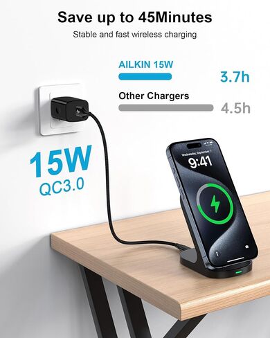 حامل شاحن لاسلكي، وسادة شحن QI لاسلكية تعمل بنظام Android لهاتف Galaxy S24 Ultra 23، وGoogle Pixel 8 Pro 8a 7، وApple iPhone 15 14، ومحطة شحن الهاتف اللاسلكي بقدرة 15 واط، متضمن محول طاقة سريع in Saudi Arabia