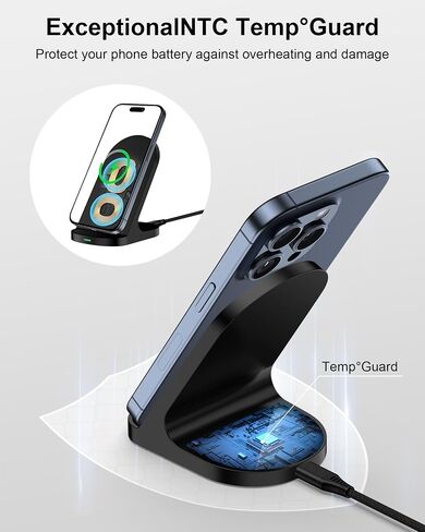 حامل شاحن لاسلكي، وسادة شحن QI لاسلكية تعمل بنظام Android لهاتف Galaxy S24 Ultra 23، وGoogle Pixel 8 Pro 8a 7، وApple iPhone 15 14، ومحطة شحن الهاتف اللاسلكي بقدرة 15 واط، متضمن محول طاقة سريع in Saudi Arabia
