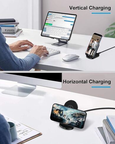 حامل شاحن لاسلكي، وسادة شحن QI لاسلكية تعمل بنظام Android لهاتف Galaxy S24 Ultra 23، وGoogle Pixel 8 Pro 8a 7، وApple iPhone 15 14، ومحطة شحن الهاتف اللاسلكي بقدرة 15 واط، متضمن محول طاقة سريع in Saudi Arabia