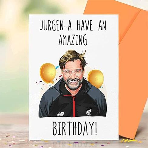 Funny Jurgen - بطاقة رياضية مضحكة لعيد الميلاد، عيد ميلاد سعيد، فكاهة عيد ميلاد، بطاقة كرة قدم مضحكة، مجموعة بطاقات كرة القدم [00094] in Kuwait