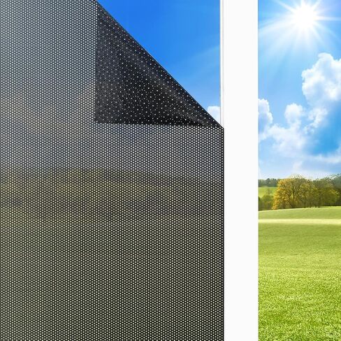 DKTIE Perforated Vinyl Privacy Window Film - One Way Window Film, Perfect for Home, Car, RV, Office (Black, 23.6'' x 78.7'') in Saudi Arabia