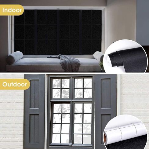 Coavas Blackout Window Film Static Cling 100% حجب الضوء لتعتيم الغرفة، نافذة خصوصية غير شفافة تغطي نافذة زجاجية قابلة لإعادة الاستخدام للتحكم في الحرارة (أسود أبيض، 17.7 بوصة × 70.8 بوصة) in Kuwait