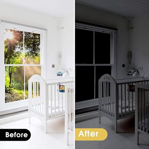 Coavas Blackout Window Film Static Cling 100% حجب الضوء لتعتيم الغرفة، نافذة خصوصية غير شفافة تغطي نافذة زجاجية قابلة لإعادة الاستخدام للتحكم في الحرارة (أسود أبيض، 17.7 بوصة × 70.8 بوصة) in Kuwait