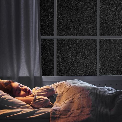 Coavas Blackout Window Film Static Cling 100% حجب الضوء لتعتيم الغرفة، نافذة خصوصية غير شفافة تغطي نافذة زجاجية قابلة لإعادة الاستخدام للتحكم في الحرارة (أسود أبيض، 17.7 بوصة × 70.8 بوصة) in Kuwait