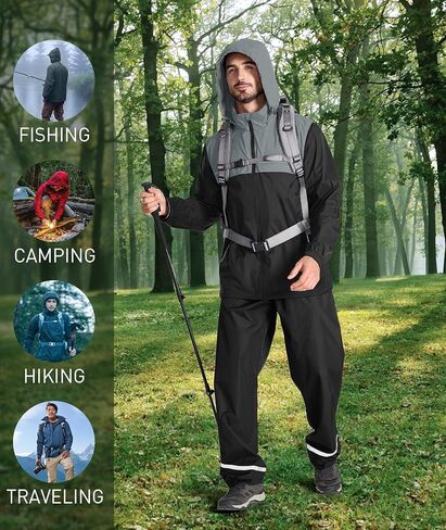 سترة المطر الرجالية V VALANCH مقاومة للماء مع غطاء رأس عاكس للضوء سترة واقية خفيفة الوزن للجولف وركوب الدراجات والمشي لمسافات طويلة in Kuwait