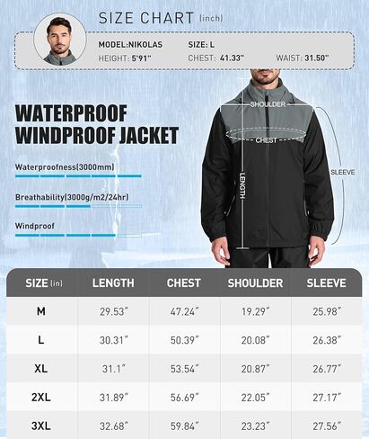 سترة المطر الرجالية V VALANCH مقاومة للماء مع غطاء رأس عاكس للضوء سترة واقية خفيفة الوزن للجولف وركوب الدراجات والمشي لمسافات طويلة in Kuwait
