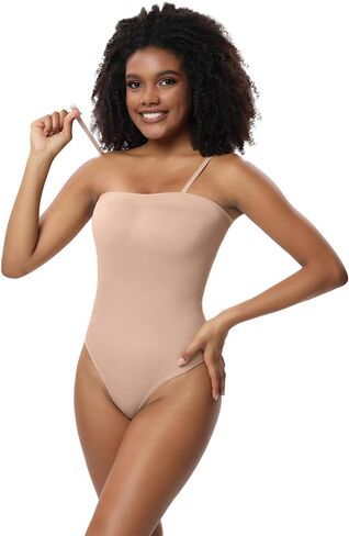Shapewear Bodysuit for Women Tummy Control, Thong with Removable Shoulder Straps Compression Sculpting Body Shaper in Saudi Arabia