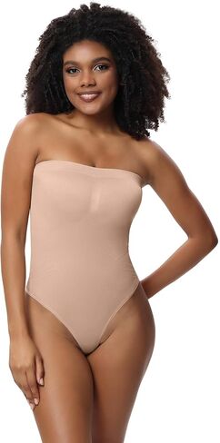 Shapewear Bodysuit for Women Tummy Control, Thong with Removable Shoulder Straps Compression Sculpting Body Shaper in Saudi Arabia