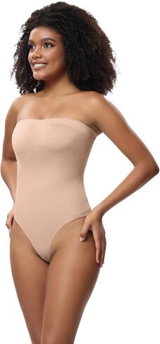 Shapewear Bodysuit for Women Tummy Control, Thong with Removable Shoulder Straps Compression Sculpting Body Shaper in Saudi Arabia