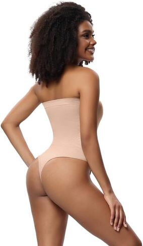 Shapewear Bodysuit for Women Tummy Control, Thong with Removable Shoulder Straps Compression Sculpting Body Shaper in Saudi Arabia