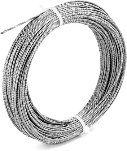 QWORK 1/16" Stainless Steel Cable, 100FT Outdoor Light Guide Wire, 7x7 Strand Core, Marine Grade Wire Rope for Outdoor Lighting, Gardening, and Kitchen Hanging in Saudi Arabia