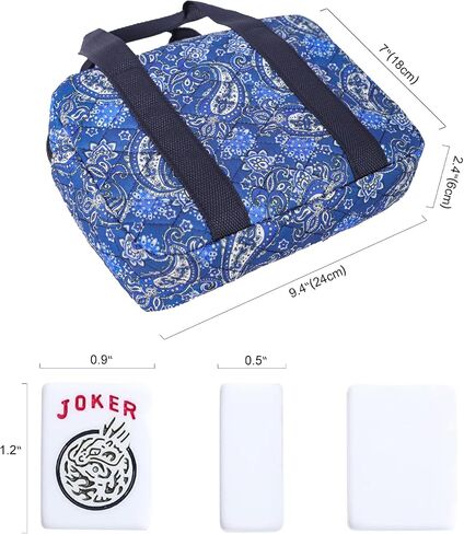 American Mahjong Set, 166 White Engraved Tiles (1.2"), Mahjongg Tile Set with Blue Printed Carrying Bag for Travel, Without Rack/Pushers in Saudi Arabia