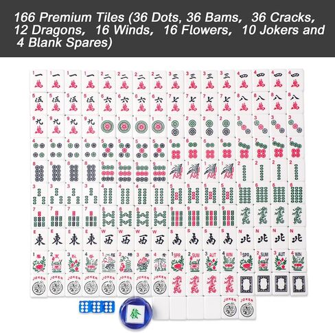American Mahjong Set, 166 White Engraved Tiles (1.2"), Mahjongg Tile Set with Blue Printed Carrying Bag for Travel, Without Rack/Pushers in Saudi Arabia