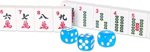 American Mahjong Set, 166 White Engraved Tiles (1.2"), Mahjongg Tile Set with Blue Printed Carrying Bag for Travel, Without Rack/Pushers in Saudi Arabia