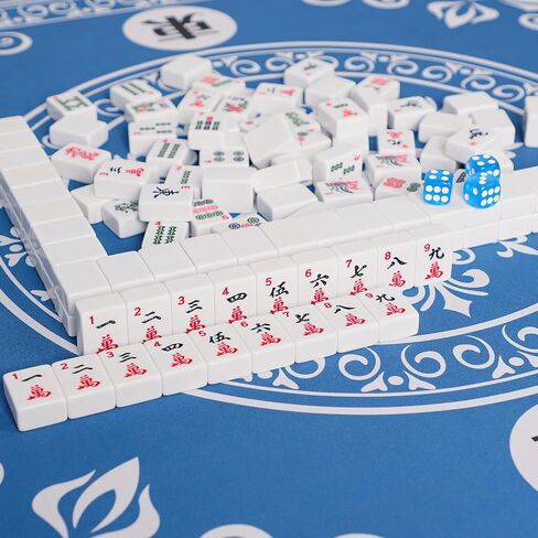 American Mahjong Set, 166 White Engraved Tiles (1.2"), Mahjongg Tile Set with Blue Printed Carrying Bag for Travel, Without Rack/Pushers in Saudi Arabia
