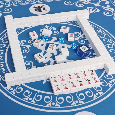 American Mahjong Set, 166 White Engraved Tiles (1.2"), Mahjongg Tile Set with Blue Printed Carrying Bag for Travel, Without Rack/Pushers in Saudi Arabia