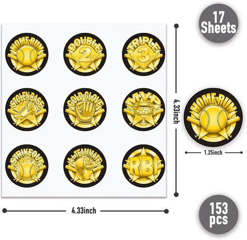 Baseball & Softball Helmet Achievement Award Stickers for Youth -153 Vinyl Water Proof Self Adhesive Decals - Little League, RBI, Home Run - Gold in Kuwait