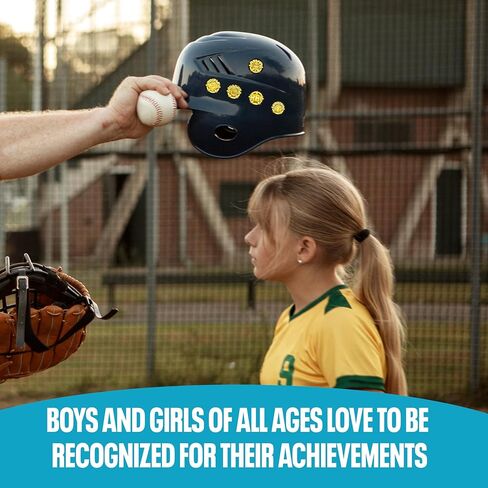 Baseball & Softball Helmet Achievement Award Stickers for Youth -153 Vinyl Water Proof Self Adhesive Decals - Little League, RBI, Home Run - Gold in Kuwait