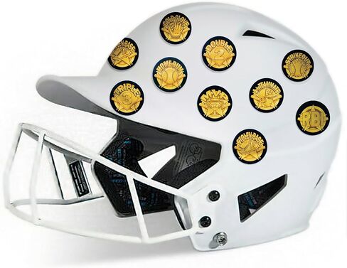Baseball & Softball Helmet Achievement Award Stickers for Youth -153 Vinyl Water Proof Self Adhesive Decals - Little League, RBI, Home Run - Gold in Kuwait
