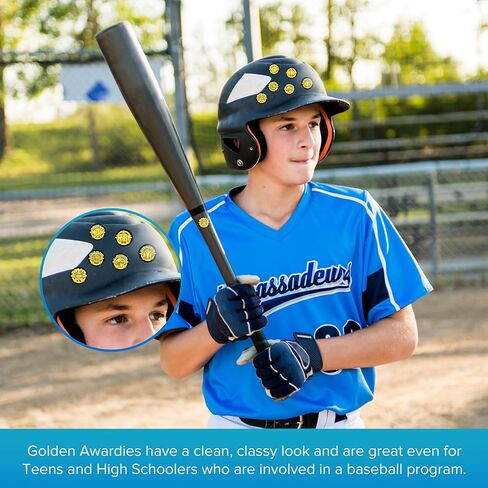 Baseball & Softball Helmet Achievement Award Stickers for Youth -153 Vinyl Water Proof Self Adhesive Decals - Little League, RBI, Home Run - Gold in Kuwait