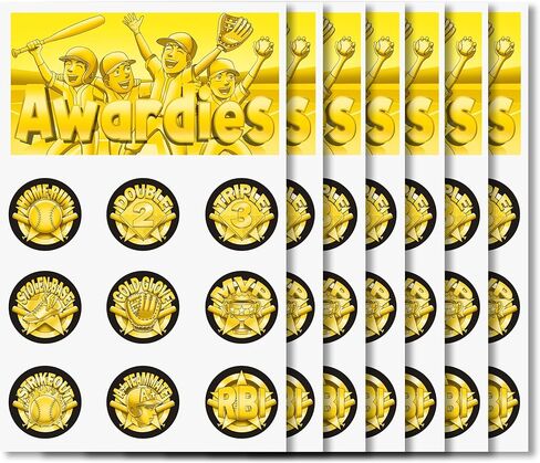 Baseball & Softball Helmet Achievement Award Stickers for Youth -153 Vinyl Water Proof Self Adhesive Decals - Little League, RBI, Home Run - Gold in Kuwait