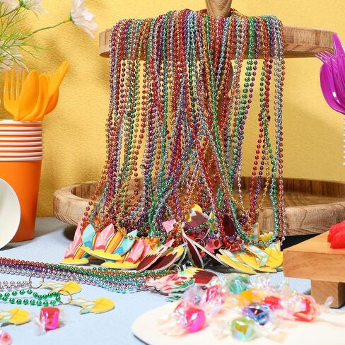Hawaii Beaded Necklaces Bulk Metallic Beads Necklaces Accessories with Felt Pendants, Luau Photo Props Summer Hawaiian Party Favors for Teen Adult 5 Styles in Saudi Arabia
