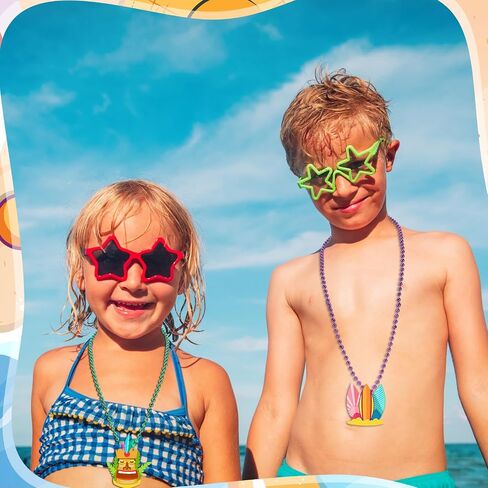 Hawaii Beaded Necklaces Bulk Metallic Beads Necklaces Accessories with Felt Pendants, Luau Photo Props Summer Hawaiian Party Favors for Teen Adult 5 Styles in Saudi Arabia
