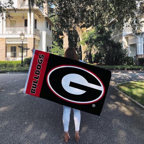 لافتات علم جامعة جورجيا لصبار الصحراء بولدوج UGA Dawgs أعلام 100% بوليستر للاستخدام الداخلي والخارجي 3x5 (اسم الفريق) in Saudi Arabia