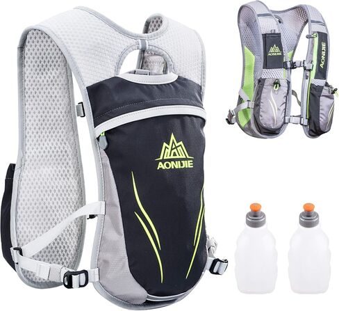 حقيبة ظهر TRIWONDER Hydration Pack سعة 5.5 لتر للأماكن الخارجية سترة Mochilas Trail Marathoner للجري والسباق (رمادي - مع زجاجتين مياه) in Kuwait