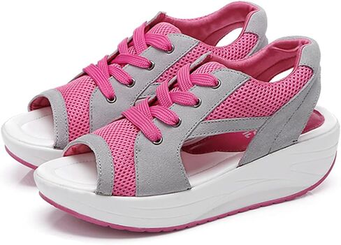 صنادل مافين ذات فتحات متباينة ورباط - صنادل للنساء صنادل صيفية بمقدمة مفتوحة وأحذية ويدجز in Kuwait