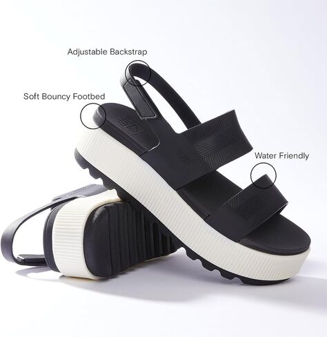 Reef Womens Sandals, Water Vista Higher, Black/Tan, 10 in Saudi Arabia