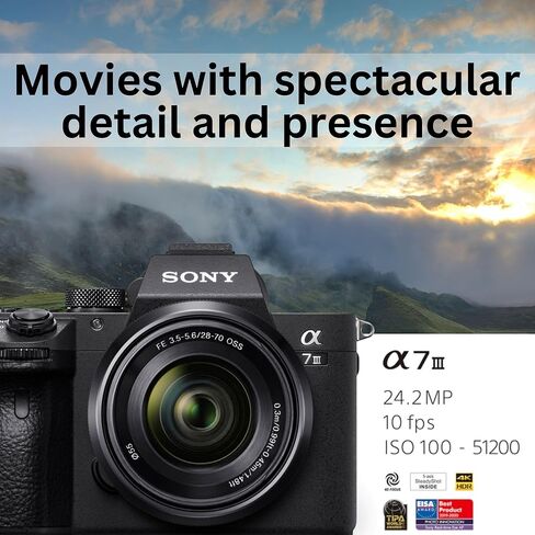 Sony Alpha 7 III Full-Frame Mirrorless Interchangeable Lens Camera with 28-70mm Lens Bundle with 17-50mm F/4 Di III VXD, Editing Software, 128GB SD Card, and Accessories (7 Items) in Saudi Arabia