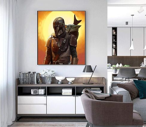 طلاء Kimily Star Wars DIY بالأرقام للبالغين والأطفال طلاء Mandalorian بالأرقام Star Wars DIY طلاء Yo_da طلاء أكريليك بالأرقام طقم طلاء جدار المنزل وغرفة المعيشة وغرفة النوم Baby Yo_da in Kuwait
