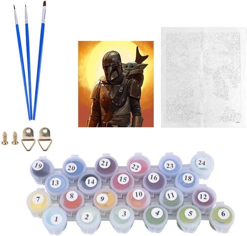 طلاء Kimily Star Wars DIY بالأرقام للبالغين والأطفال طلاء Mandalorian بالأرقام Star Wars DIY طلاء Yo_da طلاء أكريليك بالأرقام طقم طلاء جدار المنزل وغرفة المعيشة وغرفة النوم Baby Yo_da in Kuwait