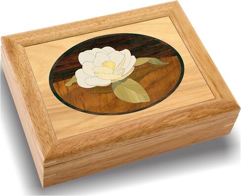 Wood Flower Jewelry Box - Hinged Lid Organizer for Rings, Bracelets, Watches - Store Your Precious Valuables In This Spacious Velvet-Lined Holder - (#2126AH 6x8x2) in Saudi Arabia