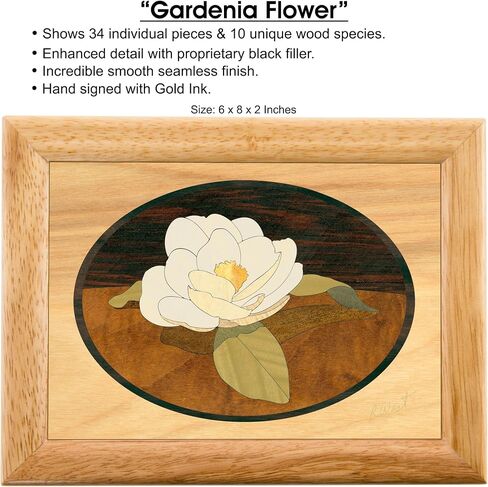 Wood Flower Jewelry Box - Hinged Lid Organizer for Rings, Bracelets, Watches - Store Your Precious Valuables In This Spacious Velvet-Lined Holder - (#2126AH 6x8x2) in Saudi Arabia