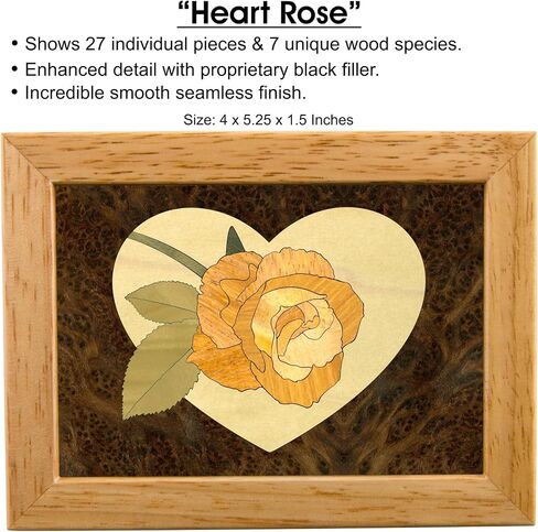 Wood Flower Jewelry Box - Hinged Lid Organizer for Rings, Bracelets, Watches - Store Your Precious Valuables In This Spacious Velvet-Lined Holder - (#2126AH 6x8x2) in Saudi Arabia