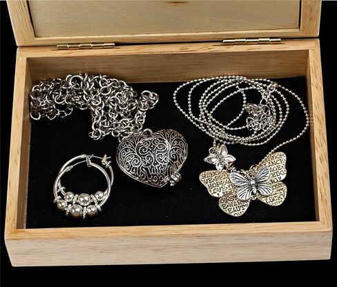 Wood Flower Jewelry Box - Hinged Lid Organizer for Rings, Bracelets, Watches - Store Your Precious Valuables In This Spacious Velvet-Lined Holder - (#2126AH 6x8x2) in Saudi Arabia