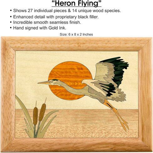 صندوق مجوهرات Wood Heron - منظم غطاء مفصلي للخواتم والأساور والساعات - قم بتخزين مقتنياتك الثمينة في هذا الحامل الواسع المبطن بالمخمل - (#2147AH 6x8x2) in Saudi Arabia
