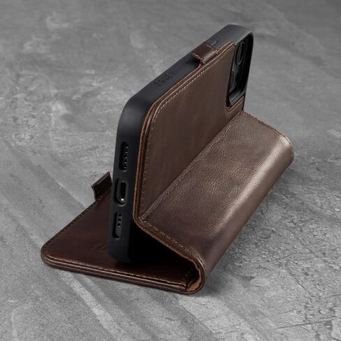TORRO Case Compatible with iPhone 13 – Premium Leather Wallet Case with Kickstand and Card Slots (Dark Brown) in Saudi Arabia