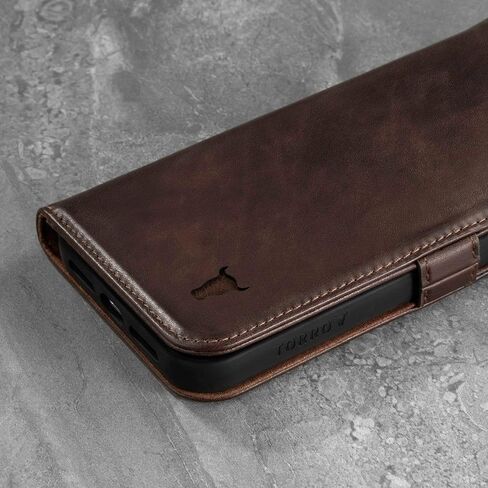 TORRO Case Compatible with iPhone 13 – Premium Leather Wallet Case with Kickstand and Card Slots (Dark Brown) in Saudi Arabia